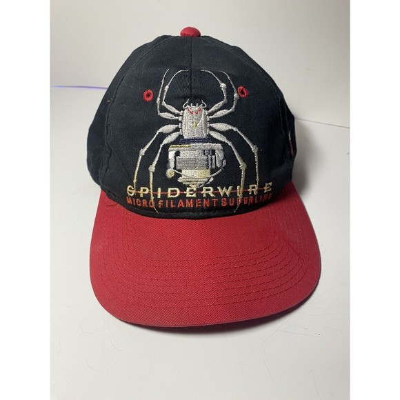 Spiderwire Fishing Line Hat Cap Fish Spinning Reel Black Red Fish Hat - Picture 1 of 4